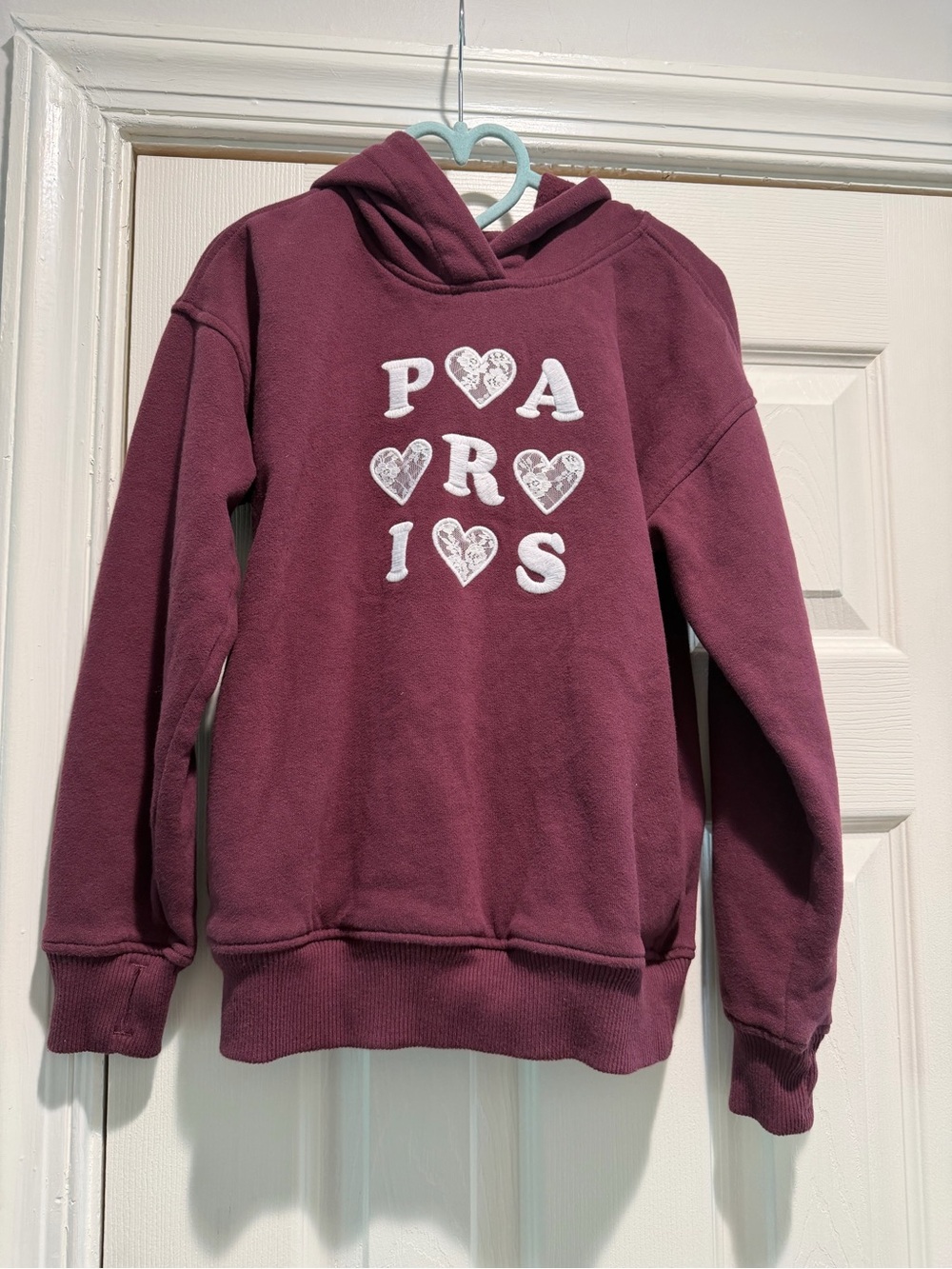 Abercrombie Kids Maroon Hooded Sweatshirt with Heart Appliqué